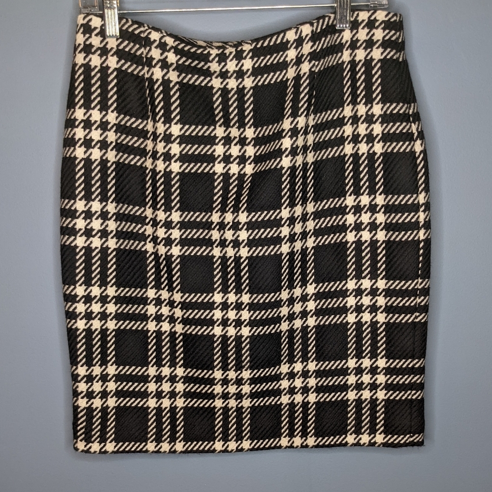 Kate Hill Petites Houndstooth Wool Pencil Skirt